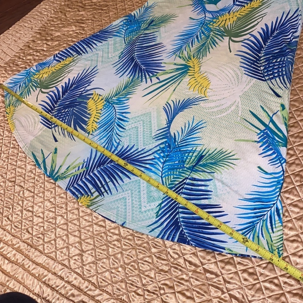 Yee tropical green blue white sun dress sleeveless - Picture 9 of 9